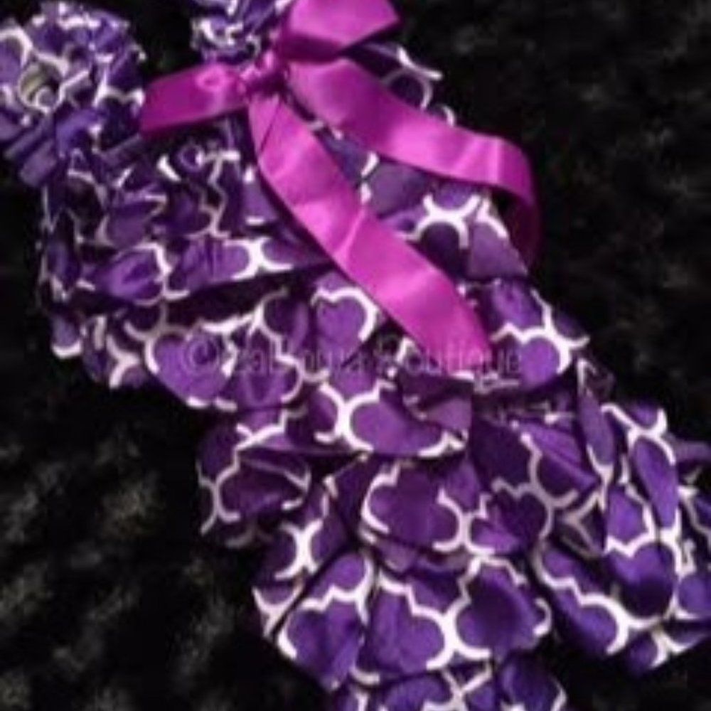 Purple Quadrafoil Print Satin Romper